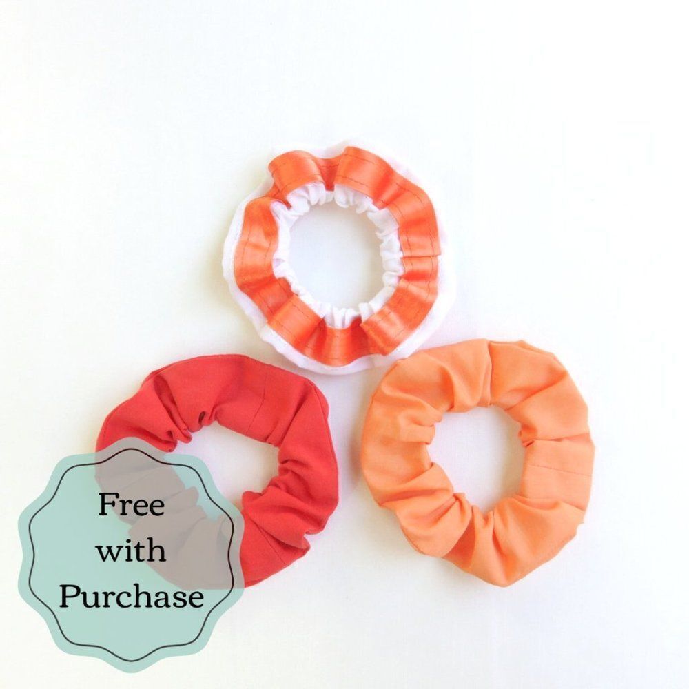 Orange Scrunchies - Setof 3 - Upcycled - Handmade - Satin - FREE W/ PURCHASE  